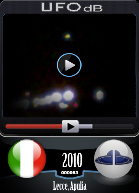 Colorful flashing UFO caught on Video in Lecce Italy on July 8 2010 UFO CARD Number 93