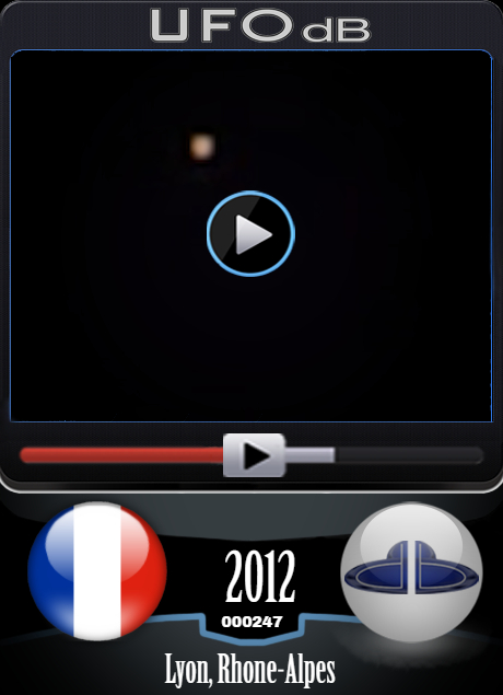 Fast moving UFO OVNI over Lyon France - UFO video - Rhone Alpes 2012 UFO CARD Number 247