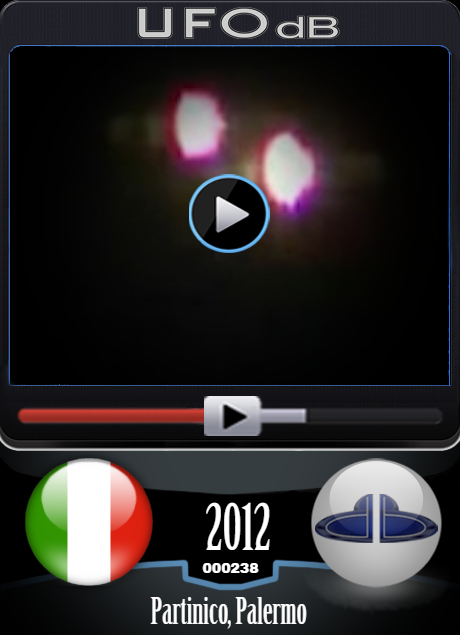 Flashing UFO join by a second one in the night over Palermo Italy 2002 UFO CARD Number 238