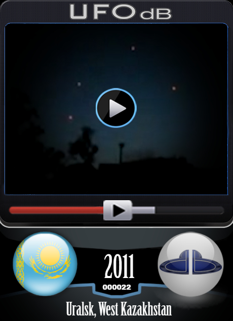 Fleet of UFOs passing in the sky of Uralsk at Sunset - Kazakhstan 2011 UFO CARD Number 22