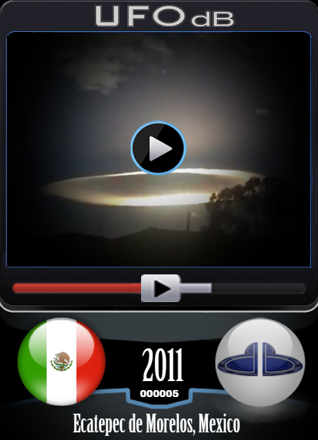 Glowing disk cloud passing over village of Ecatepec in Mexico May 2011 UFO CARD Number 5