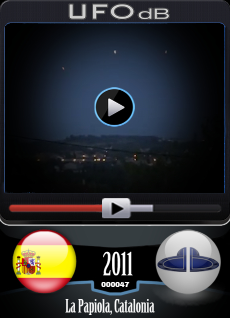 Group of 3 UFOs caught on Video near La Papiola, Catalonia, Spain 2011 UFO CARD Number 47