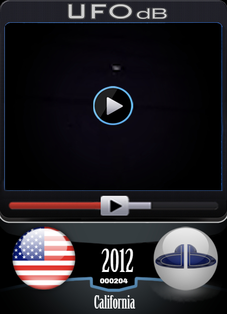 Incredible Rotating Saucer UFO video coming from California, USA 2012 UFO CARD Number 204