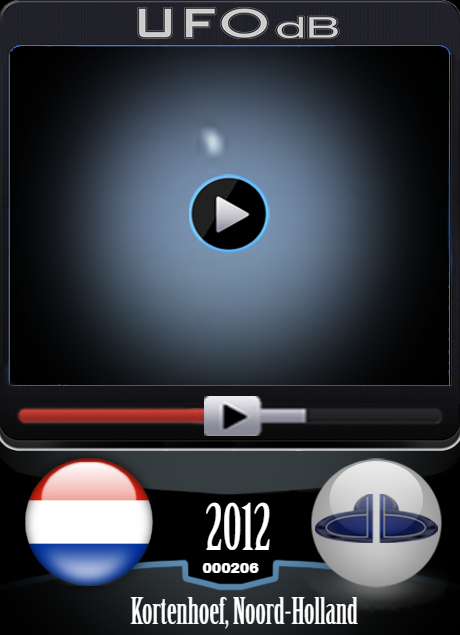 Phone camera captures on video a UFO over Kortenhoef, Netherlands 2012 UFO CARD Number 206