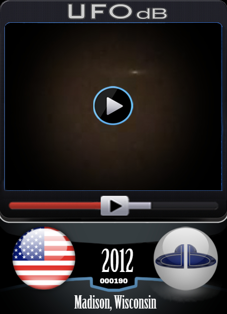 Portable phone get a UFO on video over Madison, Wisconsin USA 2012 UFO CARD Number 190