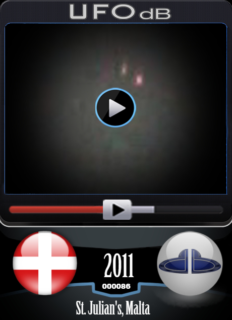 Rare visit of a UFO with Red Lights in the St. Julian's Island, Malta UFO CARD Number 86