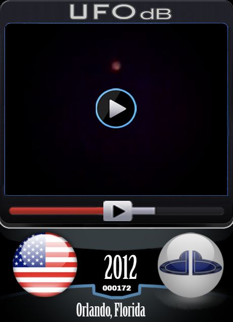 Red Orange UFO passing in the night sky of Orlando Florida USA - 2012 UFO CARD Number 172