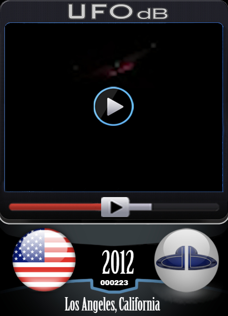 Saucer UFO on video over Universal City, Hollywood California 2012 UFO CARD Number 223