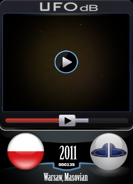 Several Bright UFOs caught on video over Warsaw Poland in 2011 UFO CARD Number 135