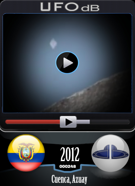Square pyramydal shaped UFO in Ecuador blue sky caught on video - 2012 UFO CARD Number 248