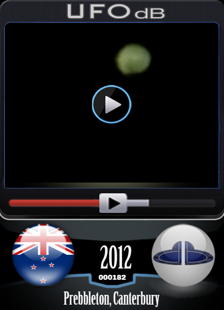 Strange boomerang shaped ufo caught on video over New Zealand - 2012 UFO CARD Number 182