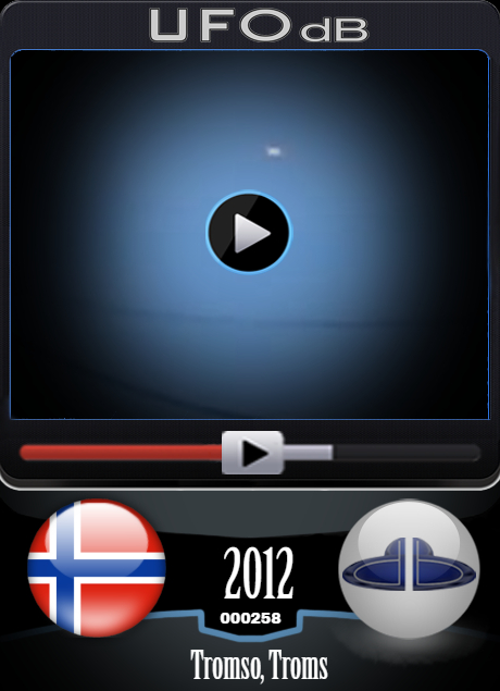 Strange bright light UFO in Tromso, Norway caught on video - 2012 UFO CARD Number 258
