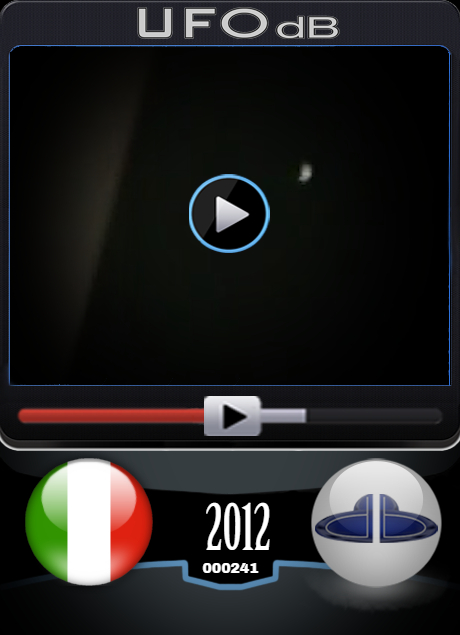 UFO seen from flying airplane between Verona and Palermo in Italy 2012 UFO CARD Number 241