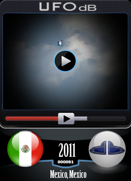 Very bright UFO flashing while passing in the clouds over Mexico City UFO CARD Number 91