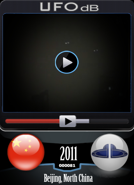 Very good UFO video showing two UFOs moving over Beijing, China - 2011 UFO CARD Number 81