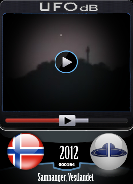 Video showing a UFO passing in a morning sky in Samnanger, Norway 2012 UFO CARD Number 194